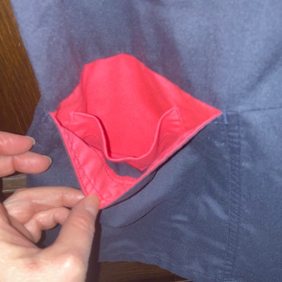 Grey's Anatomy Charcoal and Coral V-Neck Scrub Top - Picture 5 of 8